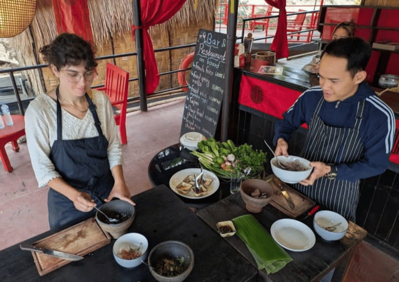 Luang Prabang: Mekong River Cooking Class with Hotel Pickup - The Boat Transfer and On-Board Cooking Table Setup