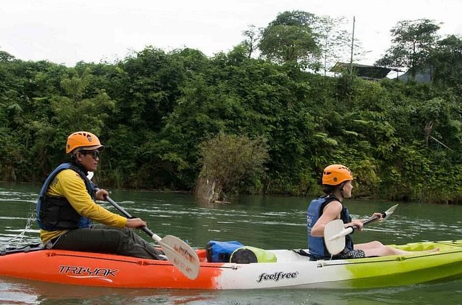 One Day Kayaking, Zipline and Tubing In Cave from Vang Vieng - From Khmu Village to the Nam Song River: kayaking in real time