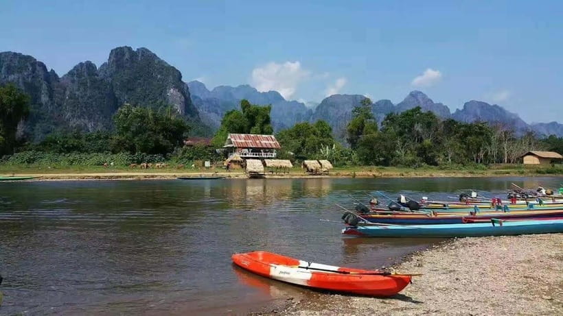 Vang Vieng: Kayaking&Water Cave&Tham Chang&Blue Lagoon 1 - Nam Song River kayaking: the calm start that sets the mood