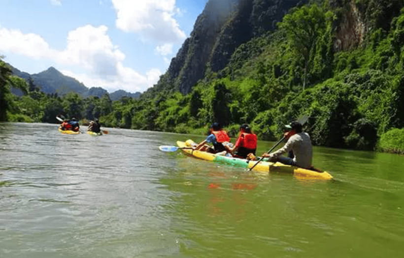 Vang Vieng: Kayaking&Zipline&Water Cave&Tham Chang tour - Zipline in Vang Vieng: adrenaline with real instruction first