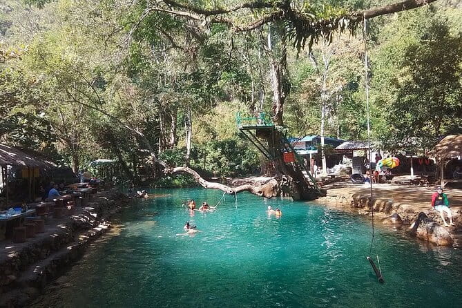 Vang Vieng Tour A - Blue lagoon 3 with Caves and Zipline - Zipline from the treehouse area: views, bridges, and a cliff walk