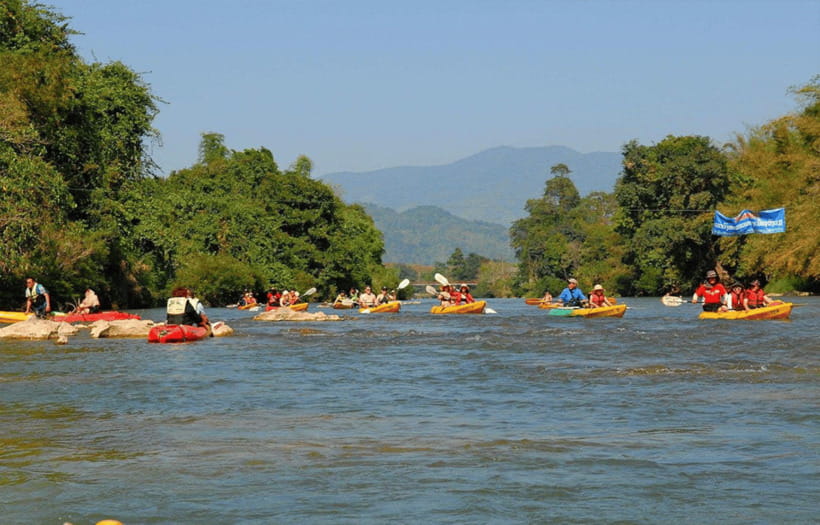 Vang Vieng:Zipline,Water Cave,Tham Chang,Kayak,Blue Lagoon 3 - Tham Chang Cave Hike and Swimming Time: Wet Gear Matters